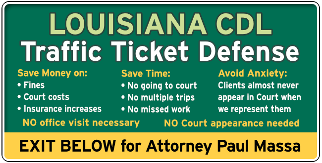 Free Consultation graphic for Bienville CDL Commercial driver Ticket Attorney Paul Massa